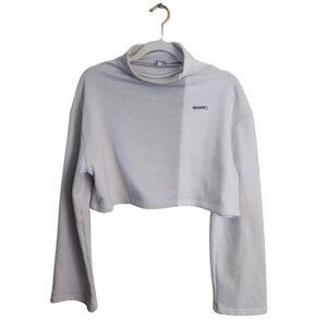 Meadow LN Rare Neutral Color Block Cropped Mock Neck Sweatshirt Size S